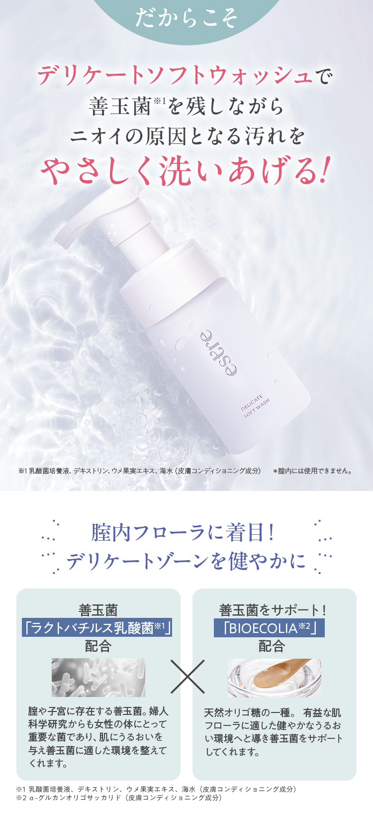 だからこそウォッシュでニオイの原因となる汚れをやさしく洗い上げる！